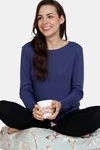 Zivame Lounge Pointelle Top - Deep Cobalt — thumbnail 4